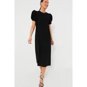 POMANDER PLACE Black Short Sleeve Vesty Midi Dress Size L NWT